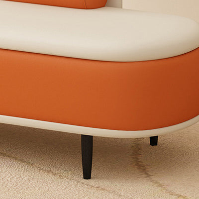 Contemporary Nordic Leather Wood Carbon Steel Oval Storage Bench With Backrest For Bedroom & Entryway