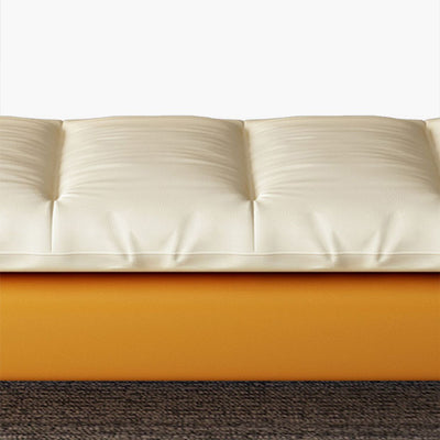 Modern Minimalist Nappa Leather Down Steel & Solid Wood Rectangular Bench For Bedroom & Entryway