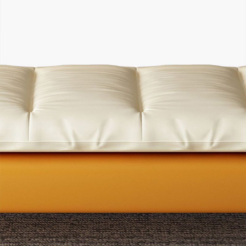 Modern Minimalist Nappa Leather Down Steel & Solid Wood Rectangular Bench For Bedroom & Entryway