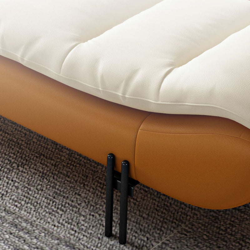 Modern Minimalist Nappa Leather Down Steel & Solid Wood Rectangular Bench For Bedroom & Entryway