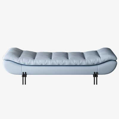 Modern Minimalist Nappa Leather Down Steel & Solid Wood Rectangular Bench For Bedroom & Entryway