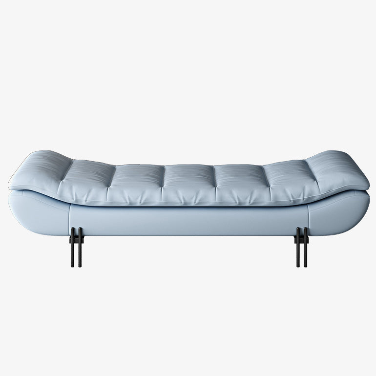 Modern Minimalist Nappa Leather Down Steel & Solid Wood Rectangular Bench For Bedroom & Entryway