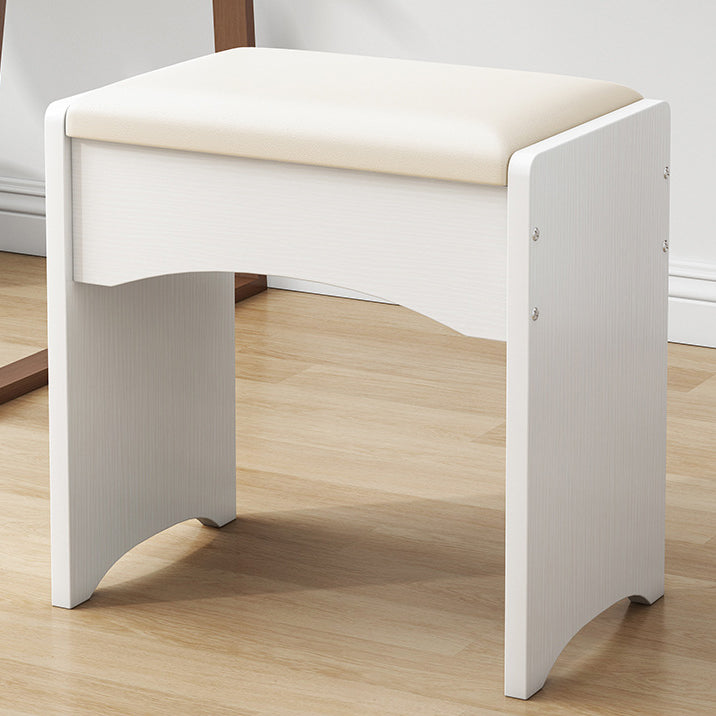 Contemporary Nordic Faux Leather &amp; MDF Arch-Style Rectangular Vanity Stool Backless For Bedroom