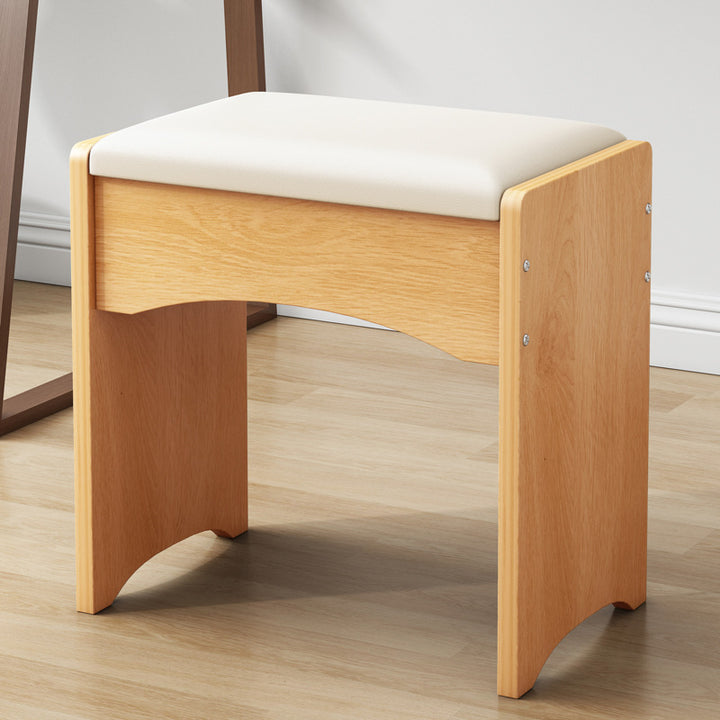 Contemporary Nordic Faux Leather &amp; MDF Arch-Style Rectangular Vanity Stool Backless For Bedroom