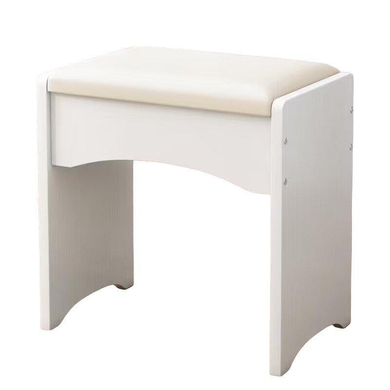 Contemporary Nordic Faux Leather &amp; MDF Arch-Style Rectangular Vanity Stool Backless For Bedroom
