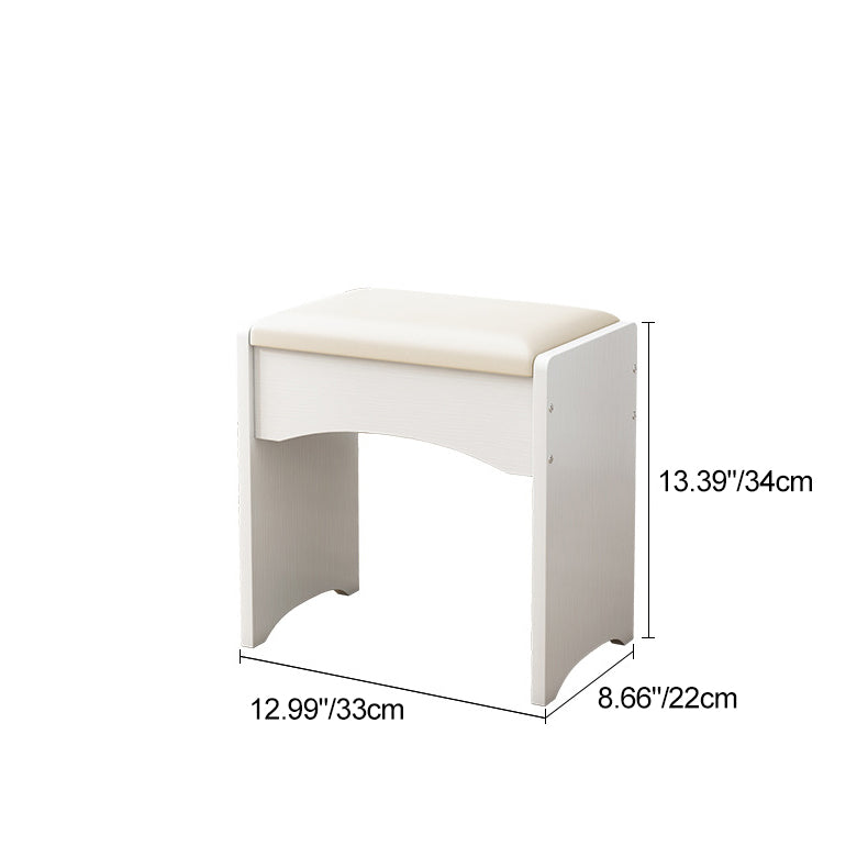 Contemporary Nordic Faux Leather &amp; MDF Arch-Style Rectangular Vanity Stool Backless For Bedroom