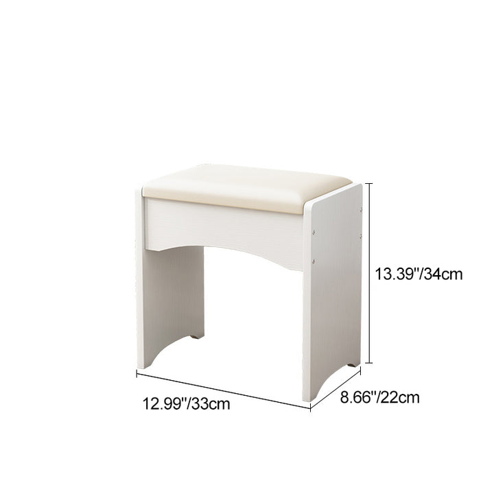 Contemporary Nordic Faux Leather &amp; MDF Arch-Style Rectangular Vanity Stool Backless For Bedroom