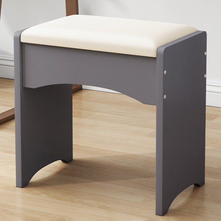 Contemporary Nordic Faux Leather &amp; MDF Arch-Style Rectangular Vanity Stool Backless For Bedroom