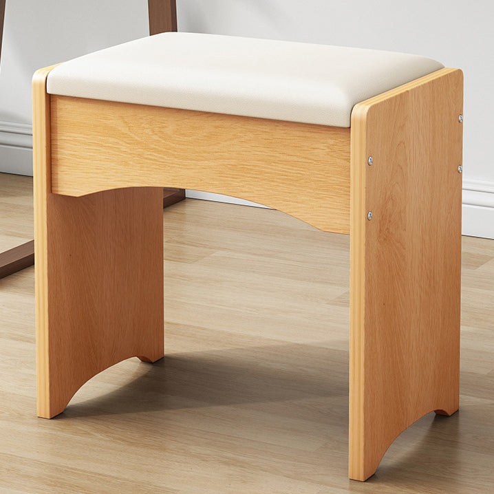 Contemporary Nordic Faux Leather &amp; MDF Arch-Style Rectangular Vanity Stool Backless For Bedroom