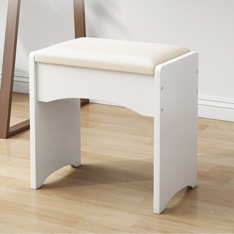 Contemporary Nordic Faux Leather &amp; MDF Arch-Style Rectangular Vanity Stool Backless For Bedroom