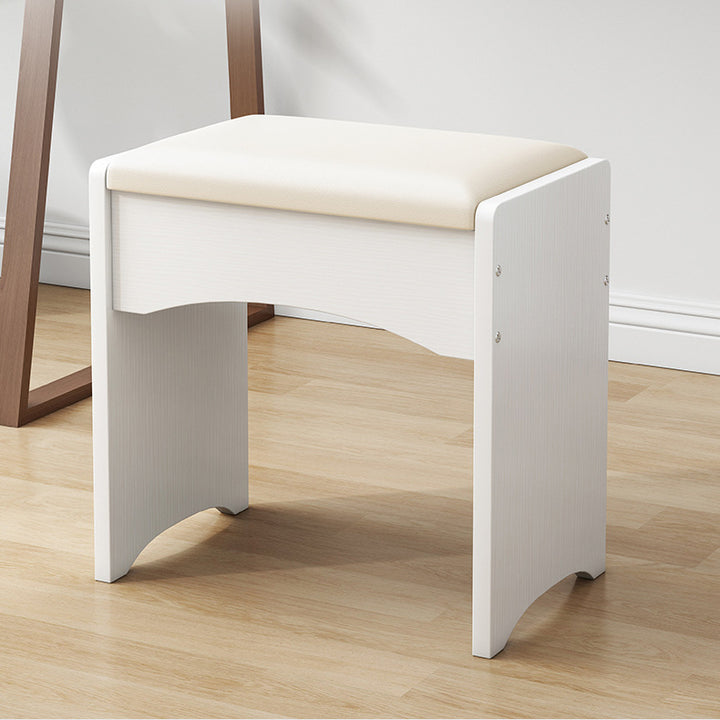 Contemporary Nordic Faux Leather &amp; MDF Arch-Style Rectangular Vanity Stool Backless For Bedroom