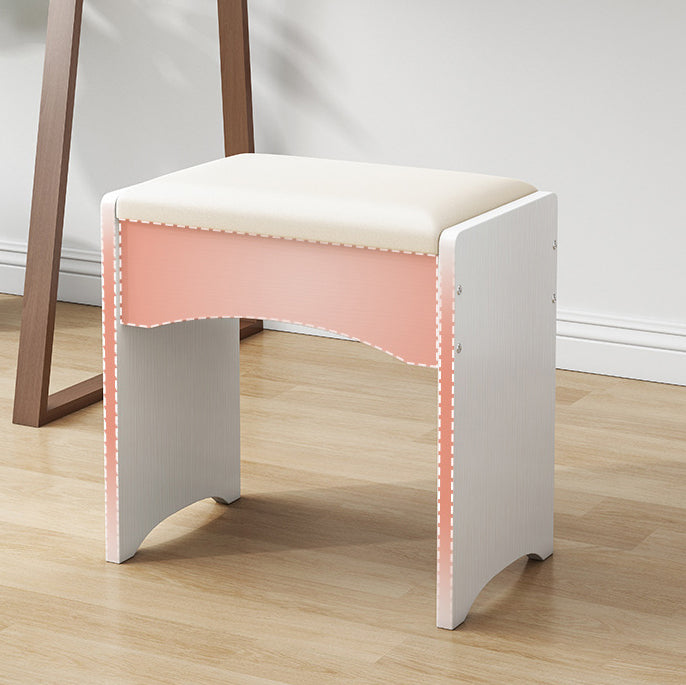 Contemporary Nordic Faux Leather &amp; MDF Arch-Style Rectangular Vanity Stool Backless For Bedroom