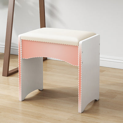 Contemporary Nordic Leather & MDF Arch-Style Rectangular Vanity Stool Backless For Bedroom