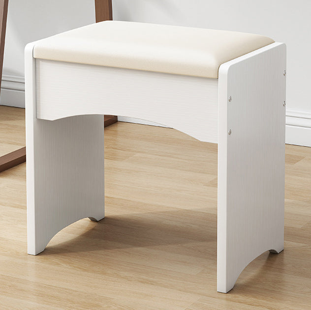Contemporary Nordic Faux Leather &amp; MDF Arch-Style Rectangular Vanity Stool Backless For Bedroom