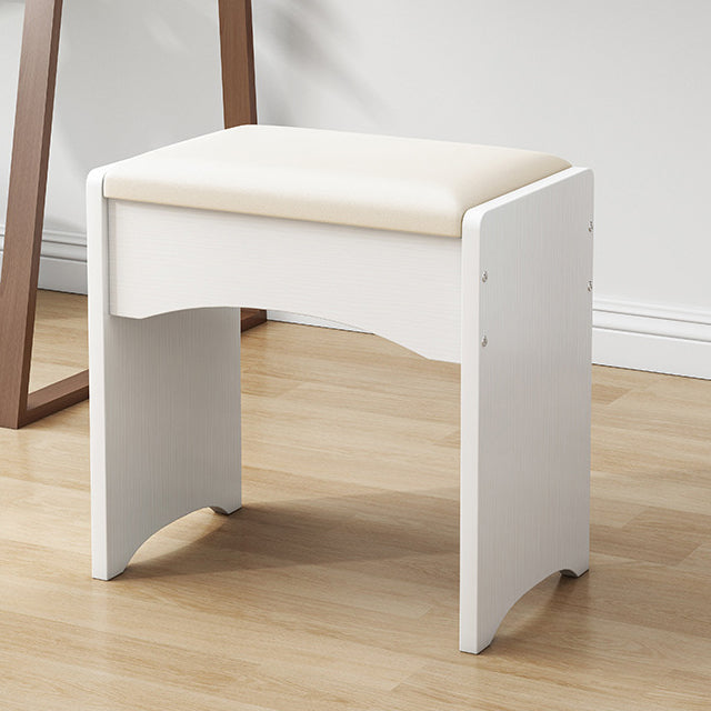 Contemporary Nordic Faux Leather &amp; MDF Arch-Style Rectangular Vanity Stool Backless For Bedroom