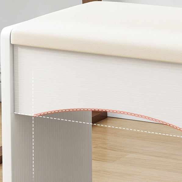 Contemporary Nordic Faux Leather &amp; MDF Arch-Style Rectangular Vanity Stool Backless For Bedroom