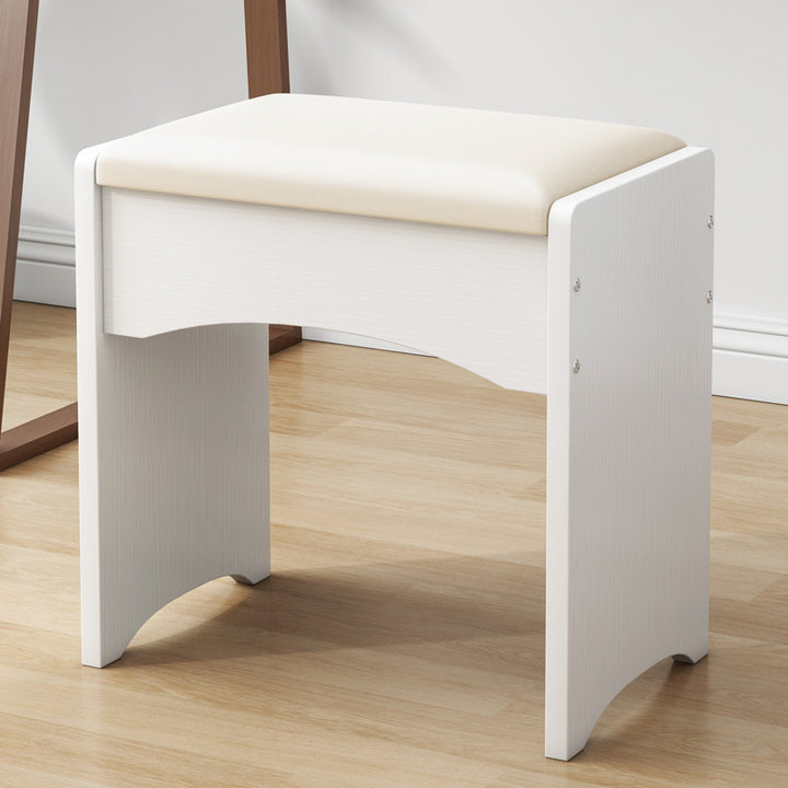 Contemporary Nordic Faux Leather &amp; MDF Arch-Style Rectangular Vanity Stool Backless For Bedroom