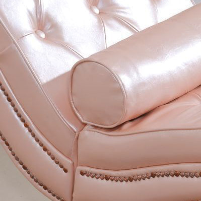 Chaise longue incurvée traditionnelle européenne en bois, velours et cuir avec dossier pour salon et chambre 