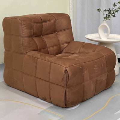 Contemporary Nordic Corduroy Leather Sponge Block-Shaped Accent Chair With Backrest For Living Room And Bedroom