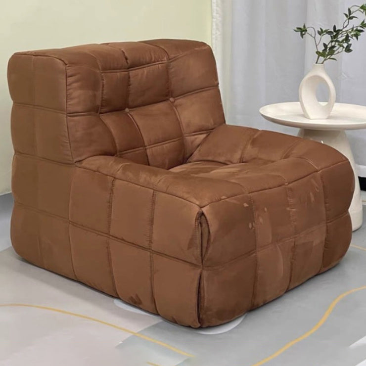 Contemporary Nordic Corduroy Leather Sponge Block-Shaped Accent Chair With Backrest For Living Room And Bedroom
