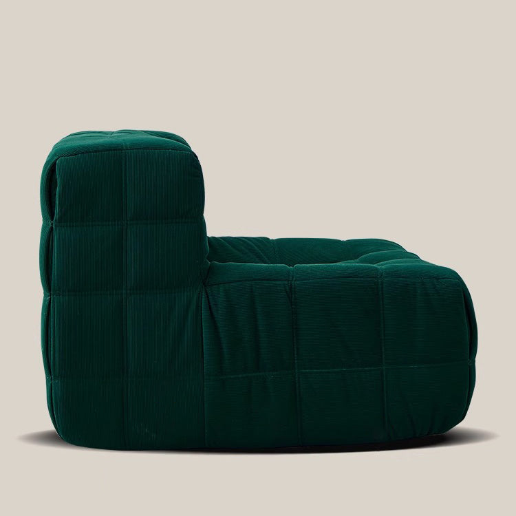 Contemporary Nordic Corduroy Leather Sponge Block-Shaped Accent Chair With Backrest For Living Room And Bedroom