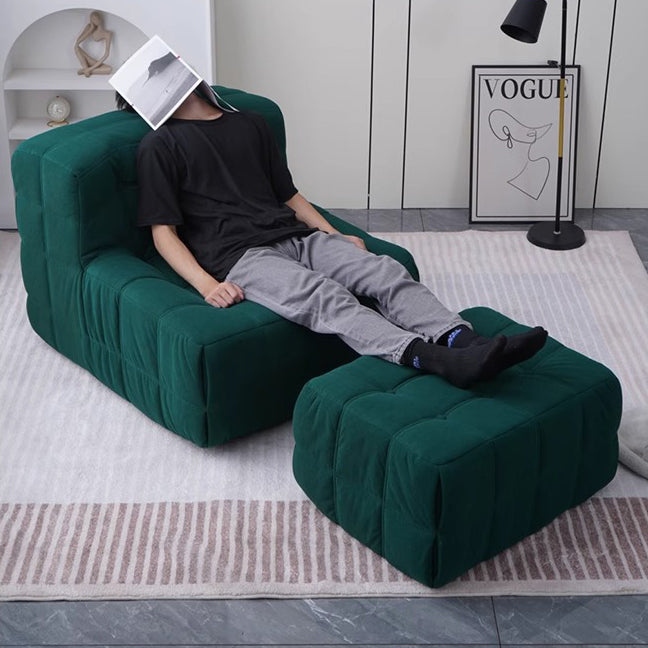 Contemporary Nordic Corduroy Leather Sponge Block-Shaped Accent Chair With Backrest For Living Room And Bedroom