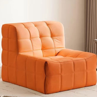 Contemporary Nordic Corduroy Leather Sponge Block-Shaped Accent Chair With Backrest For Living Room And Bedroom