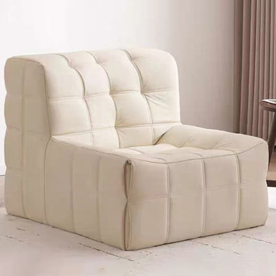 Contemporary Nordic Corduroy Leather Sponge Block-Shaped Accent Chair With Backrest For Living Room And Bedroom