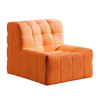 Contemporary Nordic Corduroy Leather Sponge Block-Shaped Accent Chair With Backrest For Living Room And Bedroom