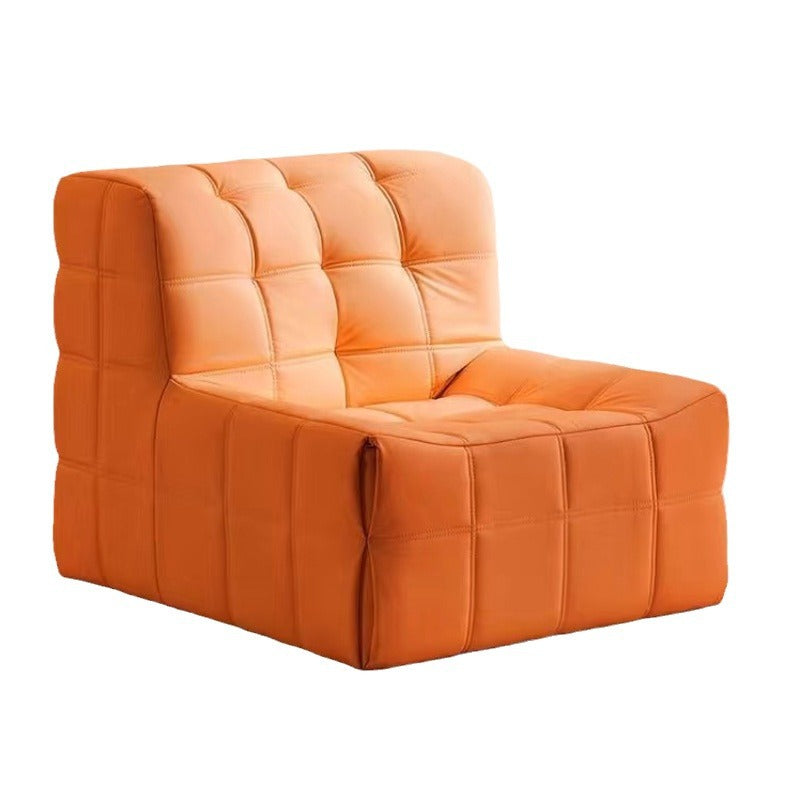 Contemporary Nordic Corduroy Leather Sponge Block-Shaped Accent Chair With Backrest For Living Room And Bedroom