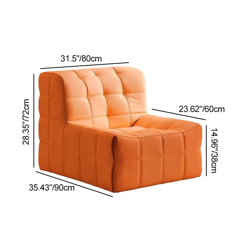 Contemporary Nordic Corduroy Leather Sponge Block-Shaped Accent Chair With Backrest For Living Room And Bedroom