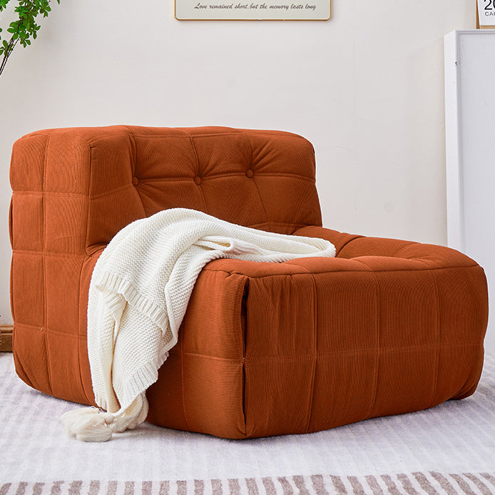 Contemporary Nordic Corduroy Leather Sponge Block-Shaped Accent Chair With Backrest For Living Room And Bedroom