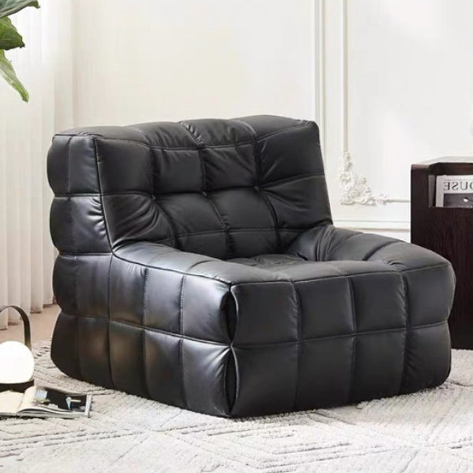 Contemporary Nordic Corduroy Leather Sponge Block-Shaped Accent Chair With Backrest For Living Room And Bedroom