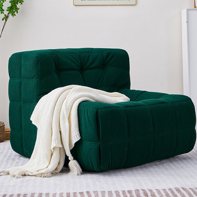 Contemporary Nordic Corduroy Leather Sponge Block-Shaped Accent Chair With Backrest For Living Room And Bedroom