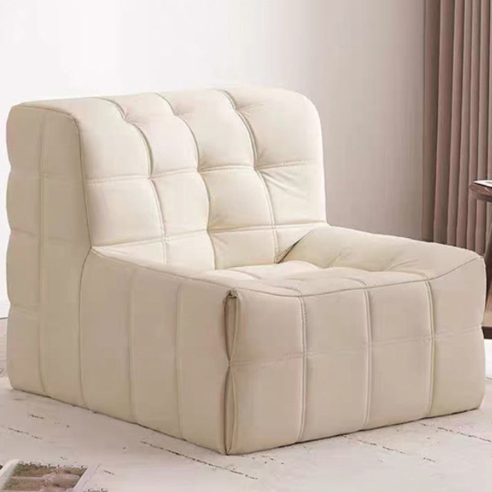 Contemporary Nordic Corduroy Leather Sponge Block-Shaped Accent Chair With Backrest For Living Room And Bedroom