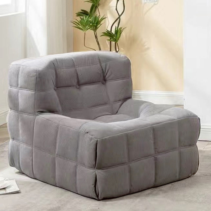 Contemporary Nordic Corduroy Leather Sponge Block-Shaped Accent Chair With Backrest For Living Room And Bedroom