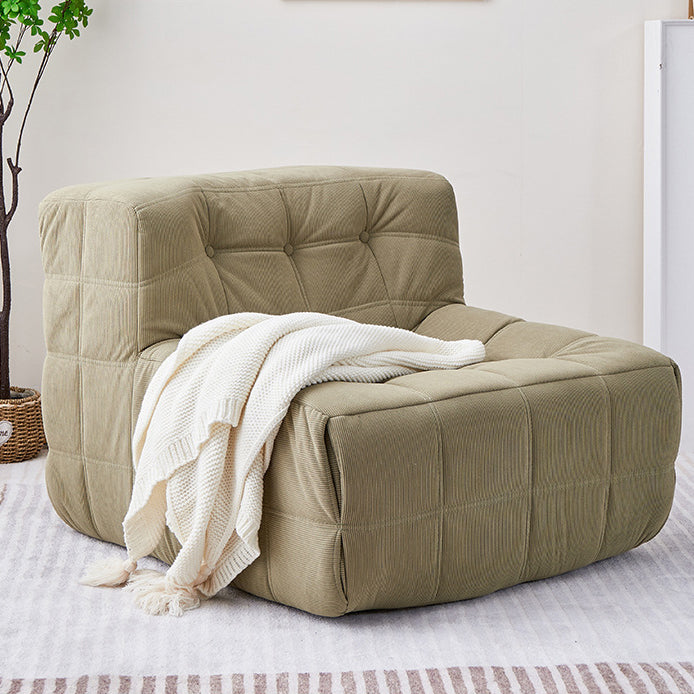 Contemporary Nordic Corduroy Leather Sponge Block-Shaped Accent Chair With Backrest For Living Room And Bedroom