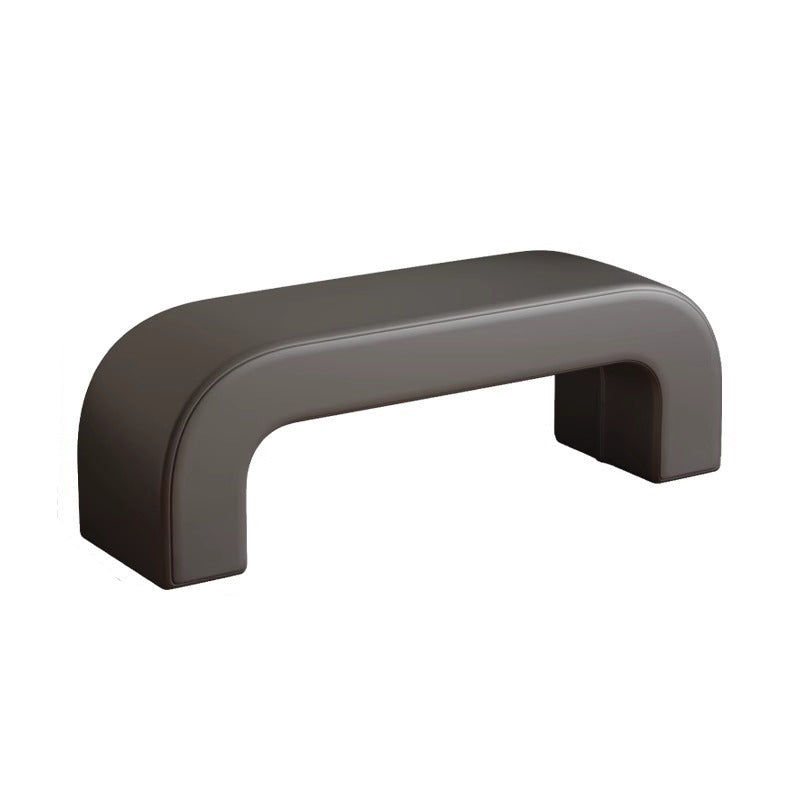 Modern Minimalist Wood Lambswool And Leather Rectangular Bench For Entryway And Living Room