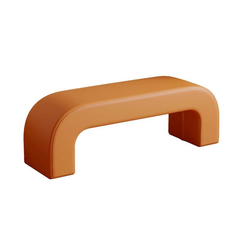 Modern Minimalist Wood Lambswool And Leather Rectangular Bench For Entryway And Living Room