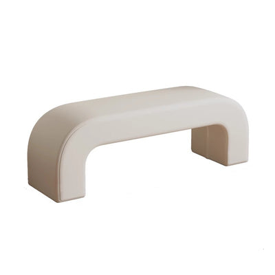 Modern Minimalist Wood Lambswool And Leather Rectangular Bench For Entryway And Living Room