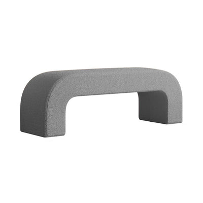 Modern Minimalist Wood Lambswool And Leather Rectangular Bench For Entryway And Living Room