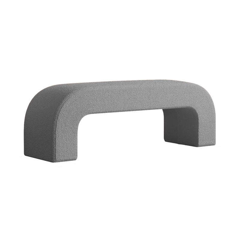 Modern Minimalist Wood Lambswool And Leather Rectangular Bench For Entryway And Living Room