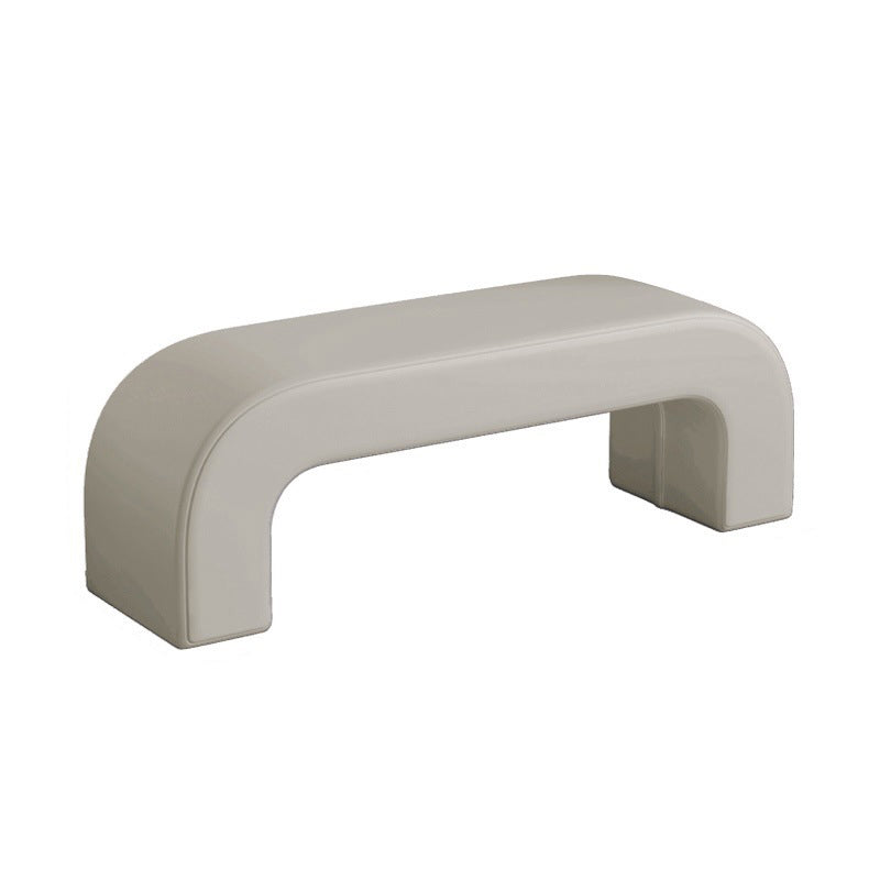 Modern Minimalist Wood Lambswool And Leather Rectangular Bench For Entryway And Living Room