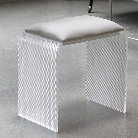Modern Minimalist Microfiber Leather & Acrylic Rectangular Mosaic Low Stool For Living Room & Entryway
