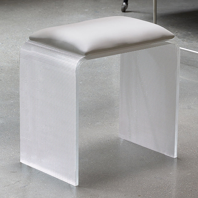 Modern Minimalist Microfiber Leather & Acrylic Rectangular Mosaic Low Stool For Living Room & Entryway