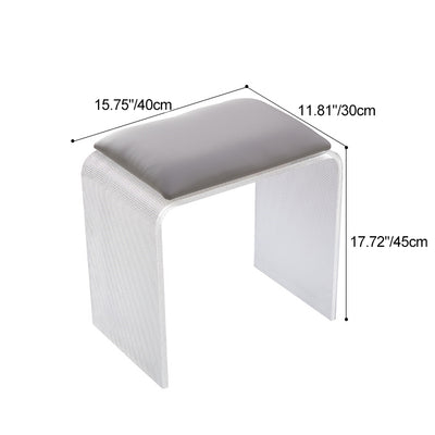 Modern Minimalist Microfiber Leather & Acrylic Rectangular Mosaic Low Stool For Living Room & Entryway