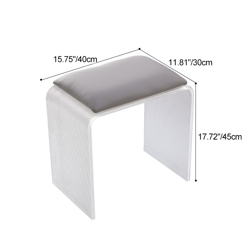 Modern Minimalist Microfiber Leather & Acrylic Rectangular Mosaic Low Stool For Living Room & Entryway