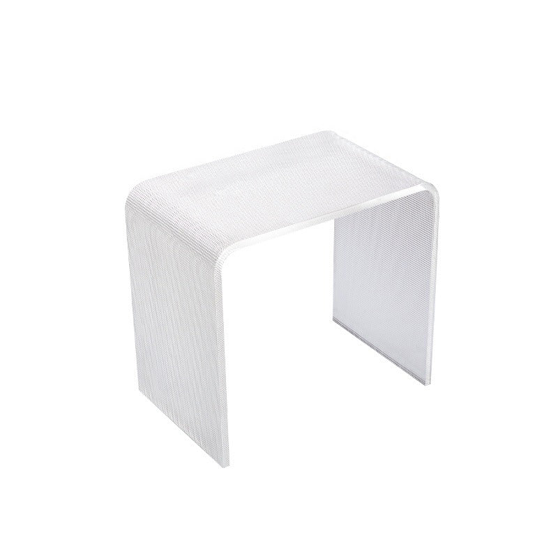 Modern Minimalist Microfiber Leather & Acrylic Rectangular Mosaic Low Stool For Living Room & Entryway
