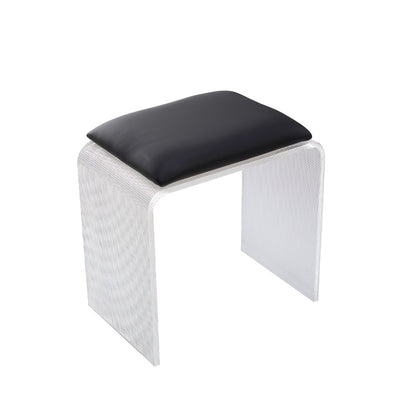 Modern Minimalist Microfiber Leather & Acrylic Rectangular Mosaic Low Stool For Living Room & Entryway