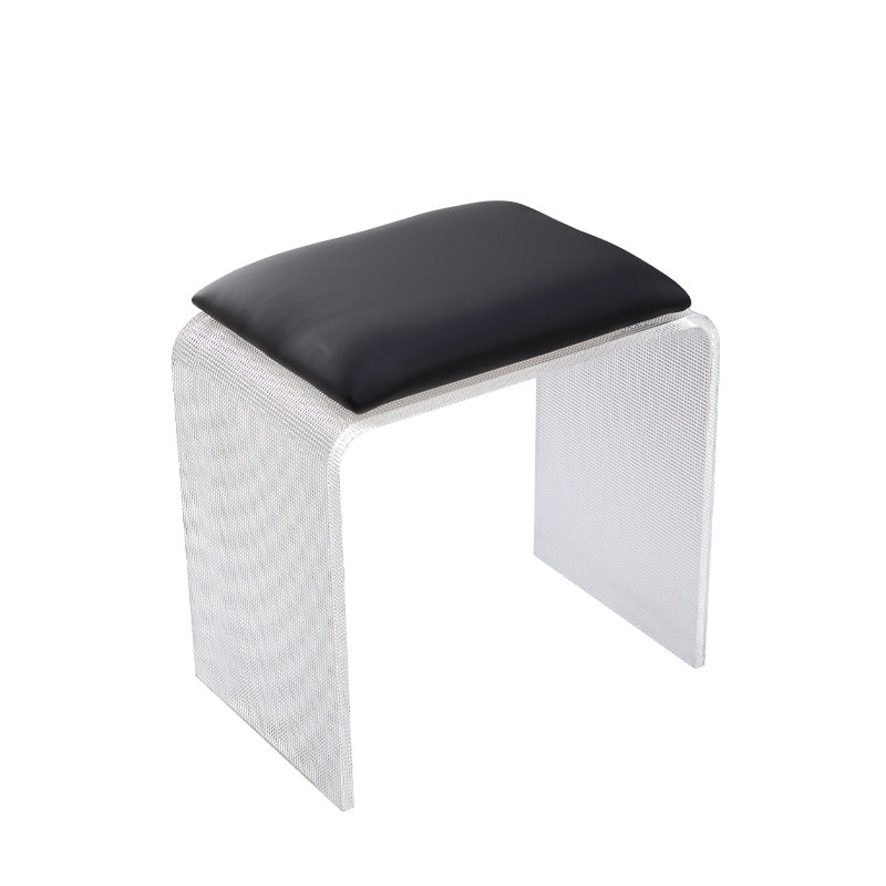 Modern Minimalist Microfiber Leather & Acrylic Rectangular Mosaic Low Stool For Living Room & Entryway